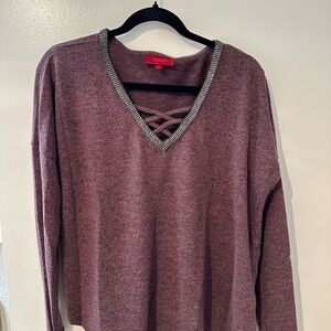 Jennifer Lopez Mauve Sweater with Silver Trim